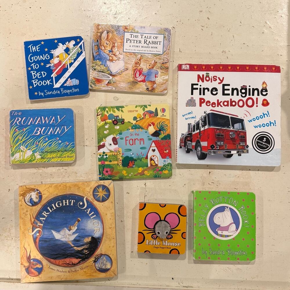 Lot of 8 Board Books Baby Toddler Sandra Boynton Peter Rabbit Finger Puppet